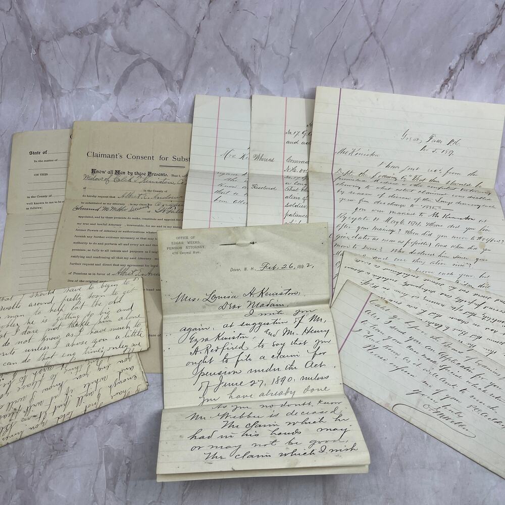 1880s-90s Lot of Letters, Documents of Louisa A Keniston Groton Dover NH ML1-7
